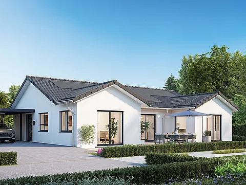 außergewöhnlicher Bungalow mit 2 Erkern - Frontansicht