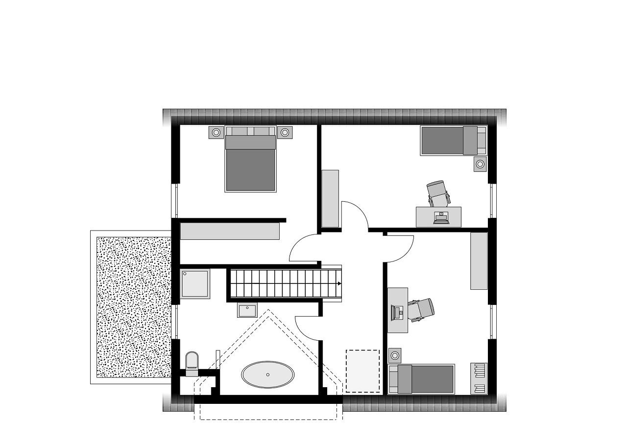 Grundriss Dachgeschoss -Behagliches Landhaus mit Zwerchgiebel 