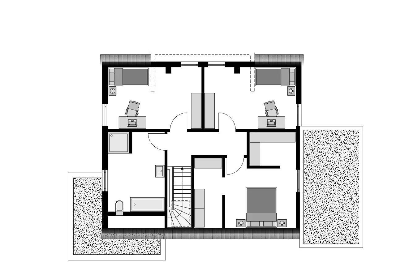 Grundriss mit umbauten Hauseingang - Dachgeschoss 