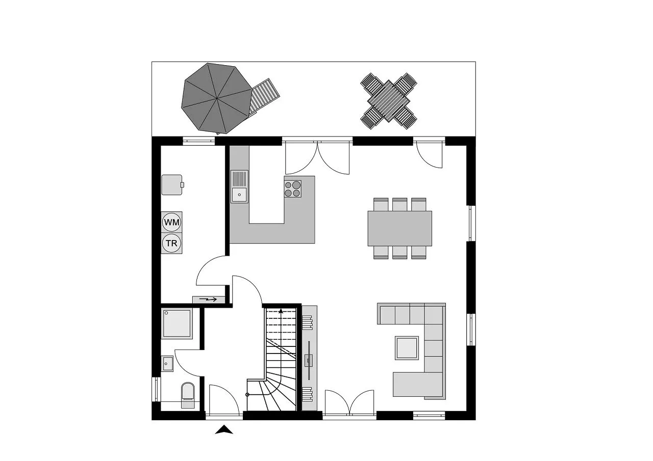 Grundriss Erdgeschoss - Klassisches Einfamilienhaus