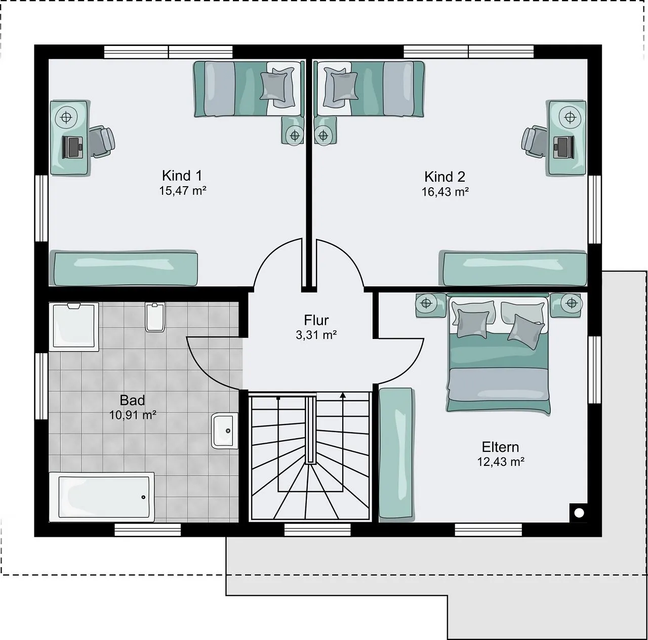 Grundriss Dachgeschoss - Einfamilienhaus mit Satteldach
