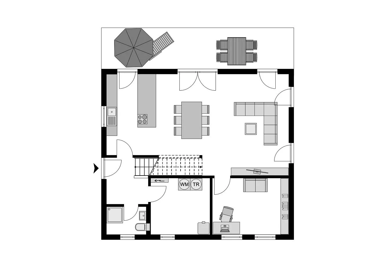Grundriss Erdgeschoss - Einfamilienhaus mit Terrasse