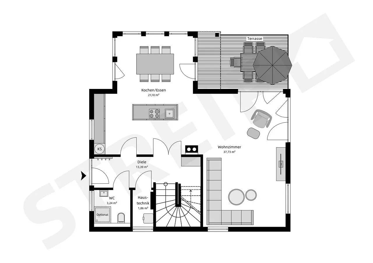 Musterhaus Hannover 2 - Grundriss Erdgeschoss