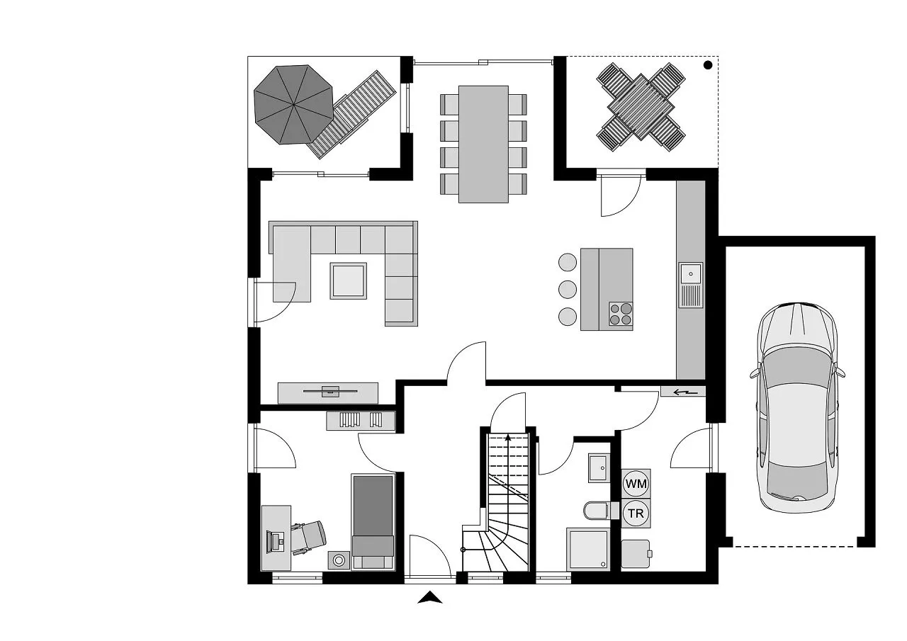 Grundriss Erdgeschoss 170 m² - Einfamilienhaus