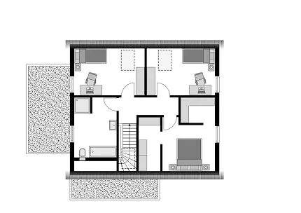 Grundriss Dachgeschoss - Einfamilienhaus mit Übereckfenster