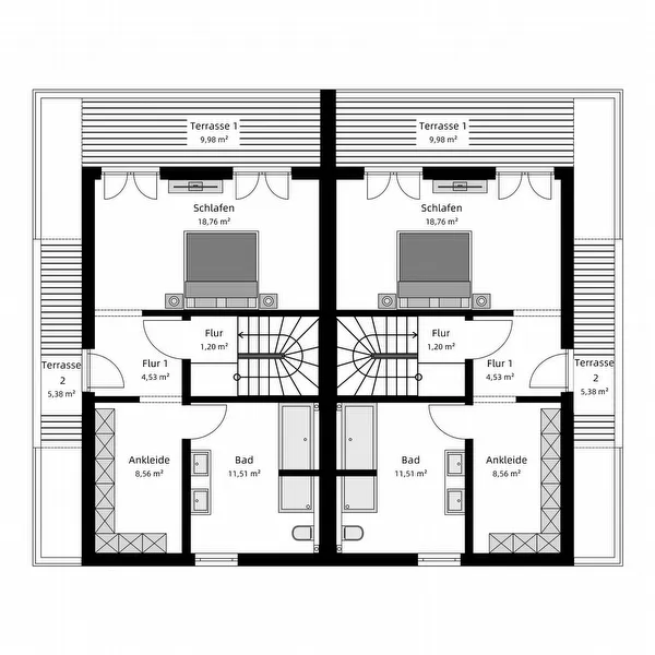 Grundriss Staffelgeschoss Doppelhaus/Doppelhaushälfte 3